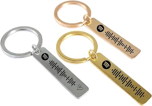 Custom Spotify Code Keychain, Personalized Stainless Steel Engraved Music Song Keyring, Scannable Code Key Chain for Men Women, Birthday Gift for Couple, Best Friend in Kuwait