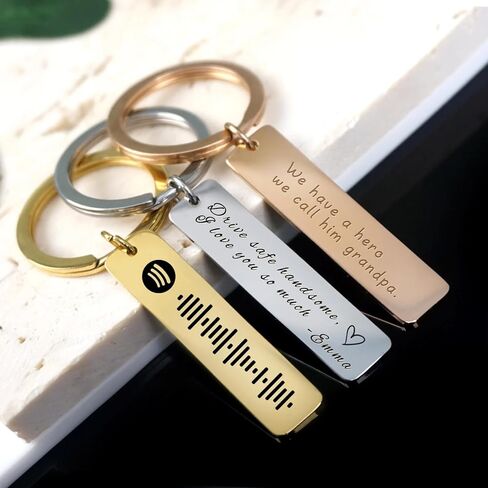 Custom Spotify Code Keychain, Personalized Stainless Steel Engraved Music Song Keyring, Scannable Code Key Chain for Men Women, Birthday Gift for Couple, Best Friend in Kuwait