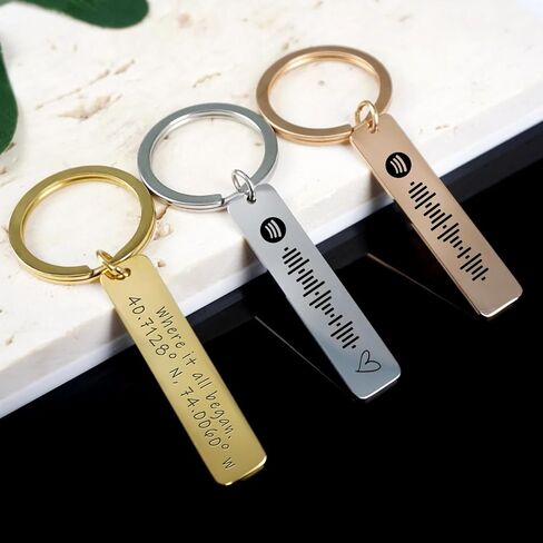 Custom Spotify Code Keychain, Personalized Stainless Steel Engraved Music Song Keyring, Scannable Code Key Chain for Men Women, Birthday Gift for Couple, Best Friend in Kuwait