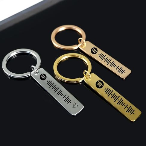 Custom Spotify Code Keychain, Personalized Stainless Steel Engraved Music Song Keyring, Scannable Code Key Chain for Men Women, Birthday Gift for Couple, Best Friend in Kuwait