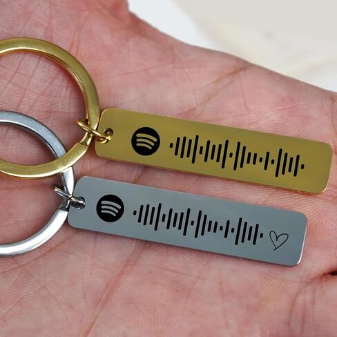 Custom Spotify Code Keychain, Personalized Stainless Steel Engraved Music Song Keyring, Scannable Code Key Chain for Men Women, Birthday Gift for Couple, Best Friend in Kuwait