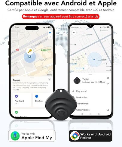 علامات تعقب الهواء 2026، محدد موقع العناصر لأجهزة Android وiOS، العلامات الذكية لتعقب البلوتوث المتوافقة مع Apple Find My (iOS) وGoogle Find Hub (Android) للمفاتيح والأمتعة والمحفظة والمركبات باللون الأسود (4 عبوات) in Kuwait