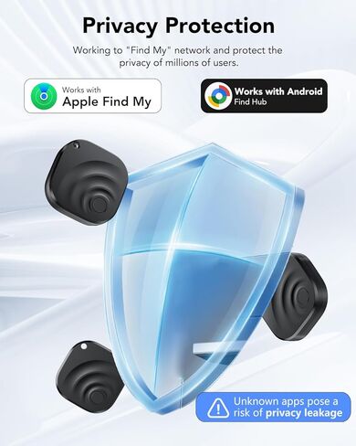 علامات تعقب الهواء 2026، محدد موقع العناصر لأجهزة Android وiOS، العلامات الذكية لتعقب البلوتوث المتوافقة مع Apple Find My (iOS) وGoogle Find Hub (Android) للمفاتيح والأمتعة والمحفظة والمركبات باللون الأسود (4 عبوات) in Kuwait