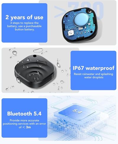 علامات تعقب الهواء 2026، محدد موقع العناصر لأجهزة Android وiOS، العلامات الذكية لتعقب البلوتوث المتوافقة مع Apple Find My (iOS) وGoogle Find Hub (Android) للمفاتيح والأمتعة والمحفظة والمركبات باللون الأسود (4 عبوات) in Kuwait