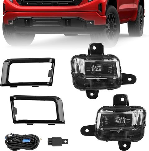 LED Fog Light Assembly 5pcs - Fog Lamps Assembly for 2022 2023 2024 GMC Sierra 1500 - Fog Light Replace# GM2593338 GM259233 GM1039290 GM1038290 with Wire Harness Bulbs Cover Bezels in Saudi Arabia