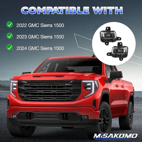 LED Fog Light Assembly 5pcs - Fog Lamps Assembly for 2022 2023 2024 GMC Sierra 1500 - Fog Light Replace# GM2593338 GM259233 GM1039290 GM1038290 with Wire Harness Bulbs Cover Bezels in Saudi Arabia