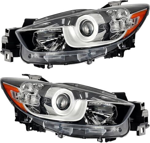 PHILTOP Headlights Assembly Compatible with 2013-2016 Mazda CX-5,Chrome Housing Clear Lens Amber Reflector,Halogen Headlamps (Driver + Passenger Side) in Saudi Arabia