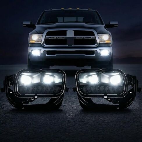 مجموعة مصابيح الضباب LED تناسب 1500 2009-2012 دودج رام، 2010-2018 دودج رام 2500، 2012-2018 دودج رام 3500 لاستبدال مصابيح الضباب الأصلية للشاحنة، معتمدة من وزارة النقل - زوج واحد in Kuwait
