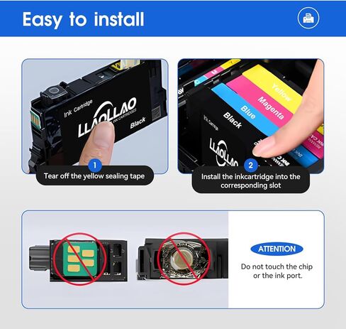 LLAOLLAO 702XL 702 Ink Cartridges Combo Pack Remanufactured Replacement for 702xl Ink Cartridges for Printer WF-3720 WF-3730 WF-3733 (1 Black 1 Cyan 1 Magenta 1 Yellow, 4 Pack) in Kuwait