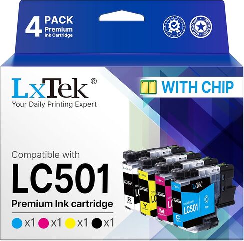 LC501 Ink Cartridges Compatible for Brother LC501 Ink Cartridge LC501 XL LC 501 MFC-J1360DW Ink Cartridge LC501 Series Ink for Brother Work Smart MFC-J1360DW MFC-J1260DW MFC-J1410DW Printer (4 Pack) in Saudi Arabia