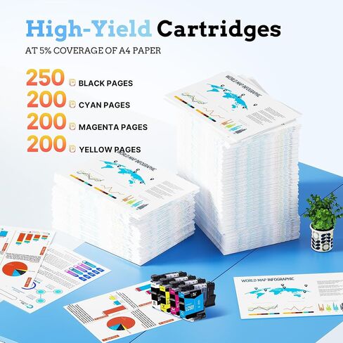 LC501 Ink Cartridges Compatible for Brother LC501 Ink Cartridge LC501 XL LC 501 MFC-J1360DW Ink Cartridge LC501 Series Ink for Brother Work Smart MFC-J1360DW MFC-J1260DW MFC-J1410DW Printer (4 Pack) in Saudi Arabia