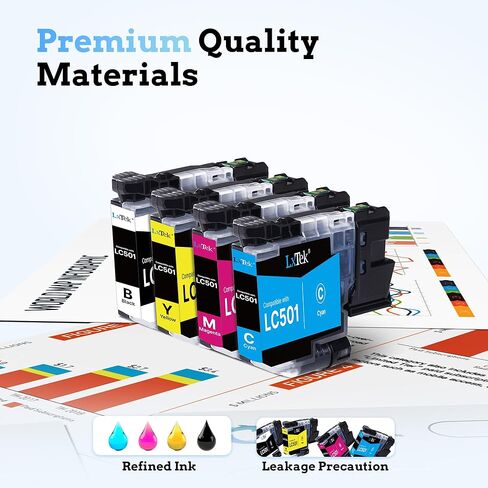 LC501 Ink Cartridges Compatible for Brother LC501 Ink Cartridge LC501 XL LC 501 MFC-J1360DW Ink Cartridge LC501 Series Ink for Brother Work Smart MFC-J1360DW MFC-J1260DW MFC-J1410DW Printer (4 Pack) in Saudi Arabia