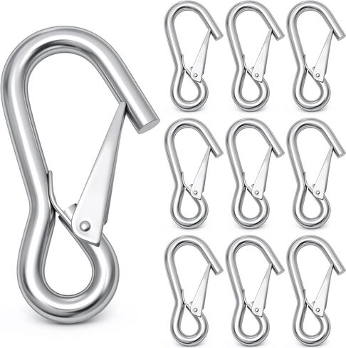 10 Pack 3/8 Inch Trailer Safety Chain Snap Hooks with Spring Loaded Latch, 880 Lbs Working Load Limit, Quick Release Hooks for Towing, Cargo Straps, Hand Winches & Industrial Use in Kuwait