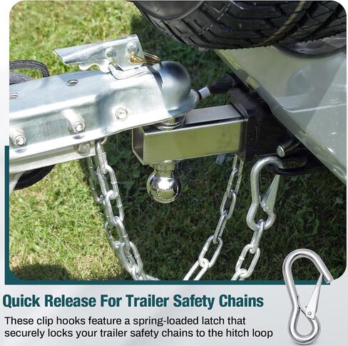 10 Pack 3/8 Inch Trailer Safety Chain Snap Hooks with Spring Loaded Latch, 880 Lbs Working Load Limit, Quick Release Hooks for Towing, Cargo Straps, Hand Winches & Industrial Use in Kuwait
