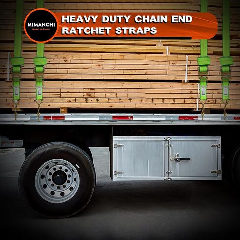 4 inch 40 ft Ratchet Straps with Chain Extension Ends,2 Pack,Heavy Duty Tie Down Straps with Grade 70 Chain Hook, Flatbed Equipment for Trucks and Trailers Cargo Control in Saudi Arabia