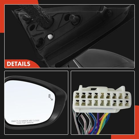 A-Premium Passenger Side Power Door Mirror - Compatible with Honda Accord 2018-2022 - Heated Manual Folding Black Outside Rear View Mirror w/Turn Signal Blind Spot Detection Memory Recall in Saudi Arabia