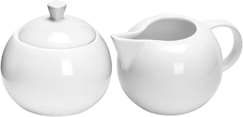 Sizikato Pure White Porcelain Sugar and Creamer Set, 14 Oz Salt Bowl with Lid and 10 Oz Creamer Pitcher in Saudi Arabia
