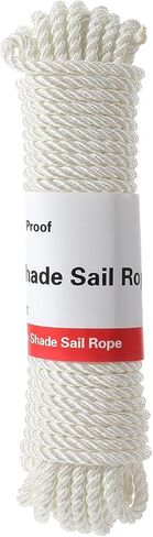 White Rope 1/4" 50ft Polyester Braided Rope for Sun Shade Sail, Clothes Line Outdoors, Flag Pole Camping Tent in Kuwait
