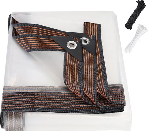 8x10ft Clear Waterproof Tarps Heavy Duty Transparent Tarpaulins Clear Vinyl Tarps with Grommet, Outdoor Transparent Cover for Greenhouse,Patio,Porches,Tent,Chicken Coop in Kuwait