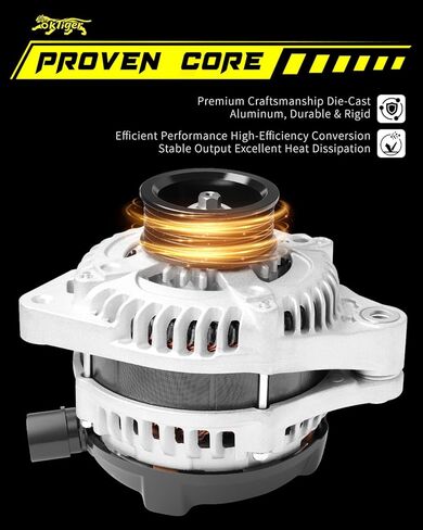 Oktiger Upgraded Alternator for Honda Odyssey 2005 2006 2007 3.5L, Pilot 2005-2008 3.5L, for Ridgeline 2006-2008 3.5L, for Acura Mdx Rl Tl, 12V 130A Clockwise 6-Groove Pulley, OE 31100-RDJ-A01 in Kuwait