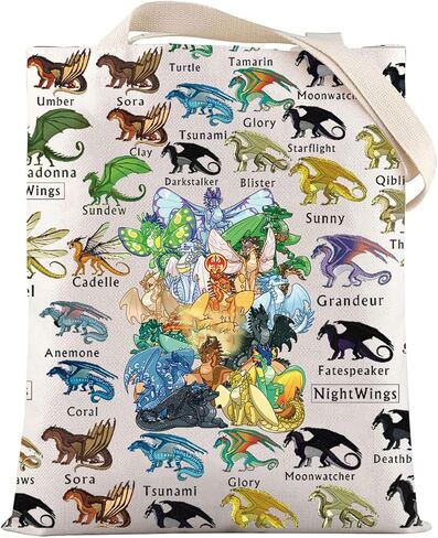 LEVLO Wings Dragon Tote Bag Dragon Novel Gift Wings Tribes Shoulder Bag Wing Dragons Bookish Merchandise in Saudi Arabia