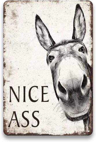 علامة معدنية لطيفة - حمار ديكور علامة الحمام مضحك، علامات الفكاهة خمر للحمام، مرحاض، مزرعة، فن ديكور جدار المنزل، هدايا حمار باردة للنساء والرجال، 8 × 12 بوصة in Kuwait