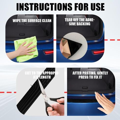 واقي ممتص الصدمات الخلفي للسيارة، واقي ممتص للصدمات، واقي دخول باب صندوق السيارة المطاطي المضاد للخدش، ملحقات السيارة الخارجية شريط حماية الباب الخلفي غير قابل للانزلاق عالمي لشاحنة الدفع الرباعي in Kuwait