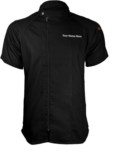 ChefsCloset Personalized Jamison Men's Short Sleeve Chef Coat – Embroidered Chef Jacket with Offset Zipper and Mesh Panels in Kuwait