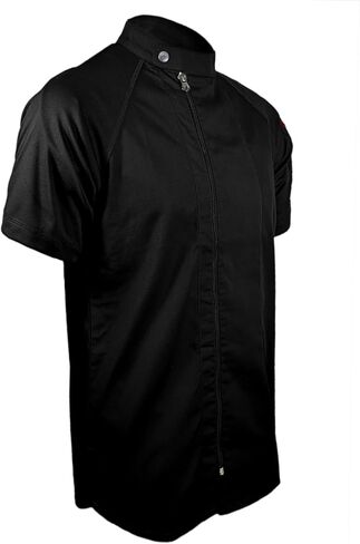 ChefsCloset Personalized Jamison Men's Short Sleeve Chef Coat – Embroidered Chef Jacket with Offset Zipper and Mesh Panels in Saudi Arabia