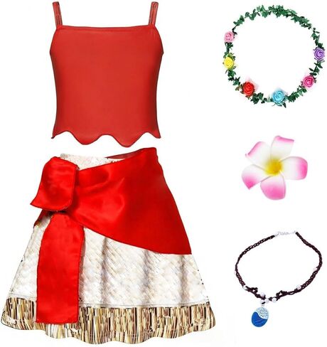 WonderBabe Girls Princess Costume Toddler Kids Theme Birthday Outfits Halloween Dress up Two-Pieces Crop Top Tassel Skirt Set in Kuwait