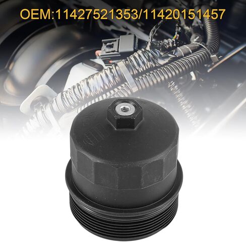 11427521353 Oil Filter Housing Cap Assembly 2000-2013 Fit ForBMW 545i 550i 645Ci 650i 735Li 740Li 745Li 750Li 760Li X5 Replace#11420151457 11427510847 12183410 CCLBM047 55857 PF4009 in Kuwait