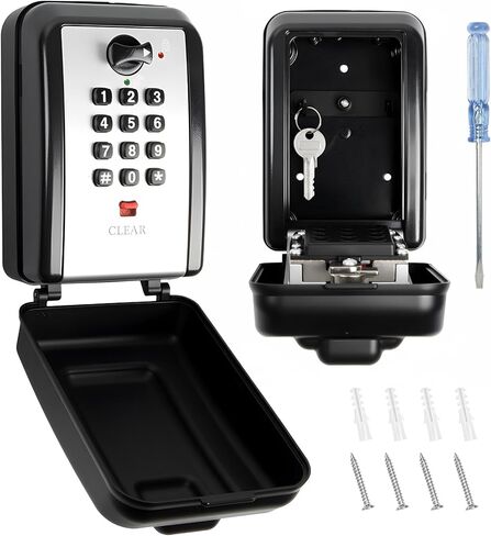 Wall Mount Key Lock Box with 12-Digit Resettable Combination, Weatherproof Outdoor Key Safe, Large-Capacity Code Lock for Home/Office/Garage/Real-Estate, Heavy-Duty Metal, Includes Mounting Hardware in Kuwait