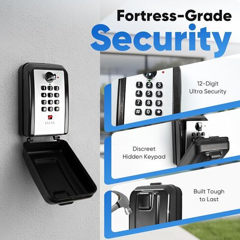 Wall Mount Key Lock Box with 12-Digit Resettable Combination, Weatherproof Outdoor Key Safe, Large-Capacity Code Lock for Home/Office/Garage/Real-Estate, Heavy-Duty Metal, Includes Mounting Hardware in Kuwait