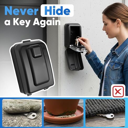 Wall Mount Key Lock Box with 12-Digit Resettable Combination, Weatherproof Outdoor Key Safe, Large-Capacity Code Lock for Home/Office/Garage/Real-Estate, Heavy-Duty Metal, Includes Mounting Hardware in Kuwait