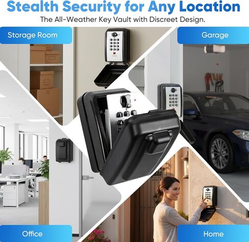 Wall Mount Key Lock Box with 12-Digit Resettable Combination, Weatherproof Outdoor Key Safe, Large-Capacity Code Lock for Home/Office/Garage/Real-Estate, Heavy-Duty Metal, Includes Mounting Hardware in Kuwait