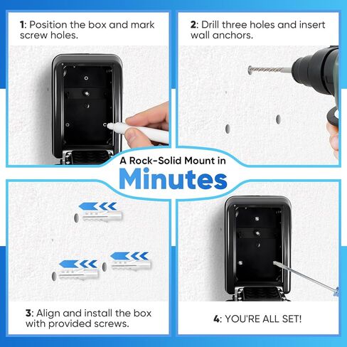 Wall Mount Key Lock Box with 12-Digit Resettable Combination, Weatherproof Outdoor Key Safe, Large-Capacity Code Lock for Home/Office/Garage/Real-Estate, Heavy-Duty Metal, Includes Mounting Hardware in Kuwait