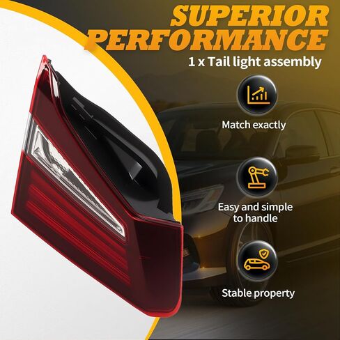 Tail Light Assembly Left Side Compatible with Accord 2016 2017 Driver Rear Inner Brake Lamp Taillight 34155T2AA21 HO2802109 in Saudi Arabia