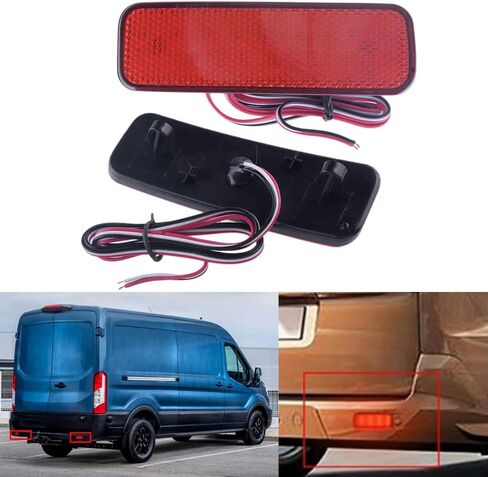 Riloer Rear Bumper Tail Light Lamp, BK21515C0AA, 2014-2020 Compatible with Ford Transit Van, Red LED Rear Bumper Reflector Red Lens Pair in Saudi Arabia