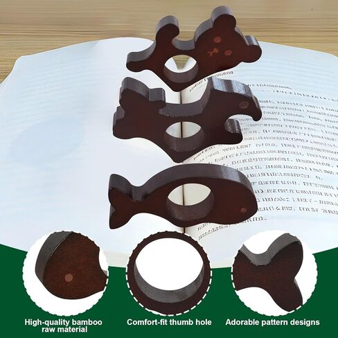 Book Page Holder，3 Pack,Bamboo Book Holder for Reading,Eagle, bear, whale shapes,Ideal Book Reader Gifts & Reading Accessories, Book Lovers & Literary Gift in Saudi Arabia