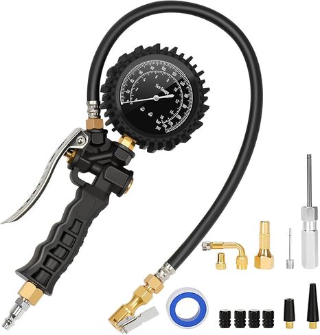 AstroAI Digital Tire Inflator with Pressure Gauge, 250PSI Air Chuck and Compressor Accessories Heavy Duty Tire Pressure Gauge Compatible with Bicycle/Truck/SUV/Motorcyle/RV in Saudi Arabia