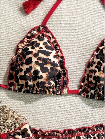 GORGLITTER Women's Floral Leopard Print Bikinis Sets Frill Trim Triangle Bathing Suit Thong Swimsuit in Saudi Arabia