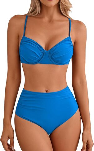 Jolefille النساء عالية الخصر بيكيني مجموعات Underwire رفع ملابس السباحة 2 قطعة البطن التحكم لباس سباحة المراهقين لباس سباحة 2026 in Kuwait