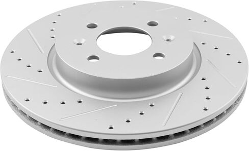 TRQ Front Brake Rotor Set Vented Drilled Slotted G-Coated Compatible with 2018-2022 Hyundai Accent 2012-2023 Kia Rio in Saudi Arabia