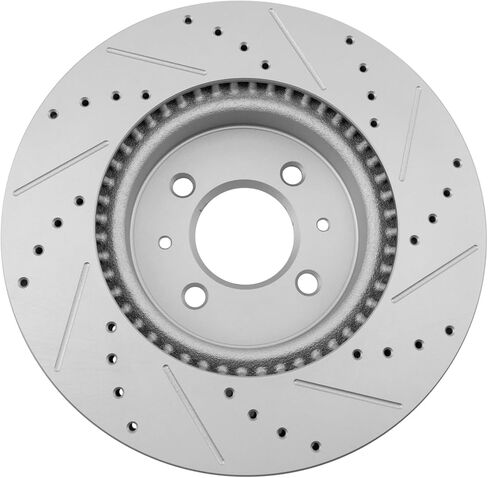 TRQ Front Brake Rotor Set Vented Drilled Slotted G-Coated Compatible with 2018-2022 Hyundai Accent 2012-2023 Kia Rio in Saudi Arabia