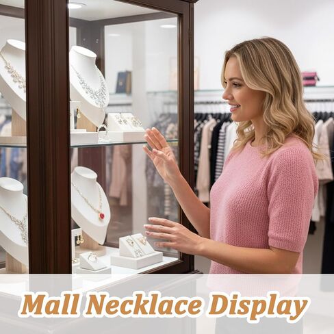 2 Pcs Beige Necklace Display Stand Bamboo Velvet Jewelry Necklace Bust Holder for Home Store Vendor Trade Show Photography Retail in Kuwait