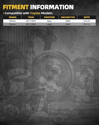 512482 Rear AWD Wheel Hub Bearing Assembly Fit for Toyota Sienna 2011-2020 Non-ABS 5Lugs Driver Passenger in Kuwait