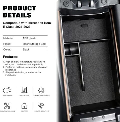 x xotic tech Auto Interior Center Console Armrest Black Storage Organizer Box Phone Coin Card Container Insert Drawer Tray + Red Cup Coaster, Compatible with Mercedes Benz E Class W213 2021-2023 in Saudi Arabia