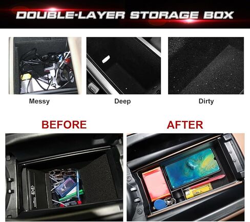 x xotic tech Auto Interior Center Console Armrest Black Storage Organizer Box Phone Coin Card Container Insert Drawer Tray + Red Cup Coaster, Compatible with Mercedes Benz E Class W213 2021-2023 in Saudi Arabia