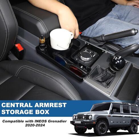 Center Console Organizer Compatible with INEOS Grenadier 2020-2024, 2-in-1 Center Console Storage Box Cup Holder ABS Material Insert Tray Accessories in Saudi Arabia