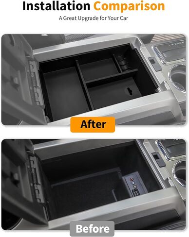 Hoolcar for Ford F150 2009-2014 Center Console Organizer Armrest Storage Tray Interior Accessories ABS Plastic Black in Saudi Arabia